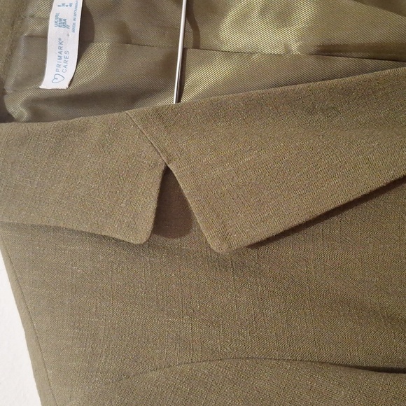 Khaki Green Oversized Boyfriend 15% Linen Blazer - Picture 3 of 6